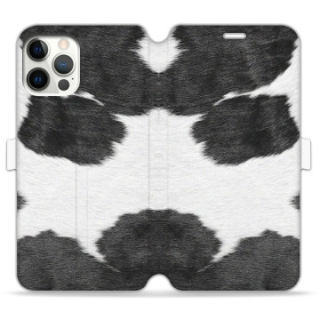 Phone case - casey Wallet Book Design - Animal Pattern - White-black cow