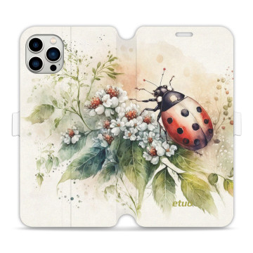 Phone case - casey Wallet Book Design - Bloom & Buzz - Ladybug among the flowers