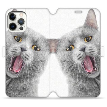 Phone case - casey Wallet Book Design - Case with cat - Meowing cat