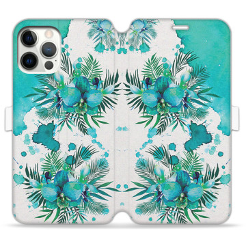Phone case - casey Wallet Book Design - Floral Case - Turquoise orchid