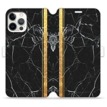 Phone case - casey Wallet Book Design - Marble Case - Marble with gold stripe