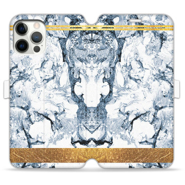 Phone case - casey Wallet Book Design - Marble Case - Blue marble with a gold stripe