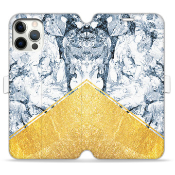 Phone case - casey Wallet Book Design - Marble Case - Blue marble with gold application