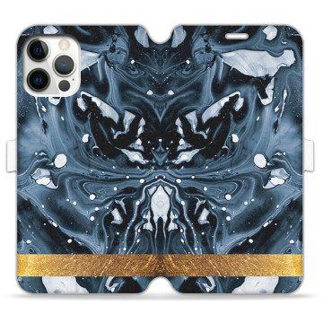Phone case - casey Wallet Book Design - Marble Case - Blue Marble with gold stripe