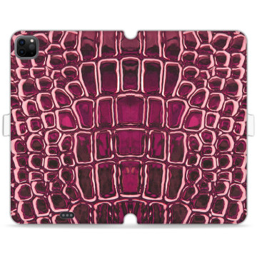 Tablet case - casey Wallet Book Design - Animal Pattern - Red crocodile leather