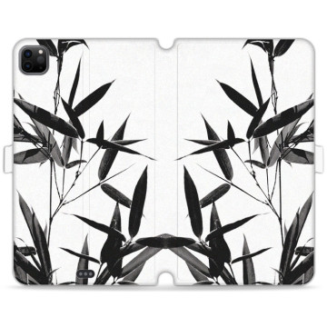 Tablet case - casey Wallet Book Design - Black and white - Bamboo leaves