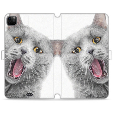 Tablet case - casey Wallet Book Design - Case with cat - Meowing cat