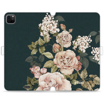 Tablet case - casey Wallet Book Design - Flora - Kasiags Roses Dark Flora