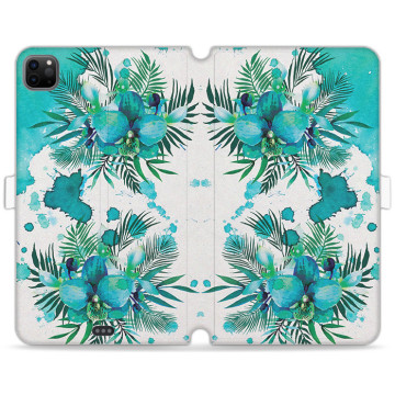 Tablet case - casey Wallet Book Design - Floral Case - Turquoise orchid